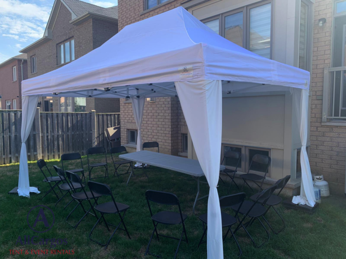10x15 Canopy Tent with Pole Drapes Rental Stoufville