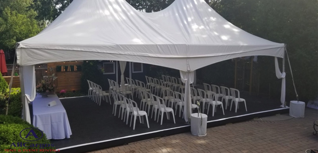 20x30 White Tent with Stage Riser Rental Toronto