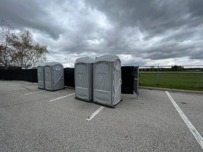 GT Portable Toilets Rental Setup for Warehouse Sale