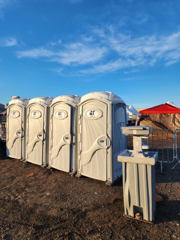 Grey Units Portable Toilets Rental at STC