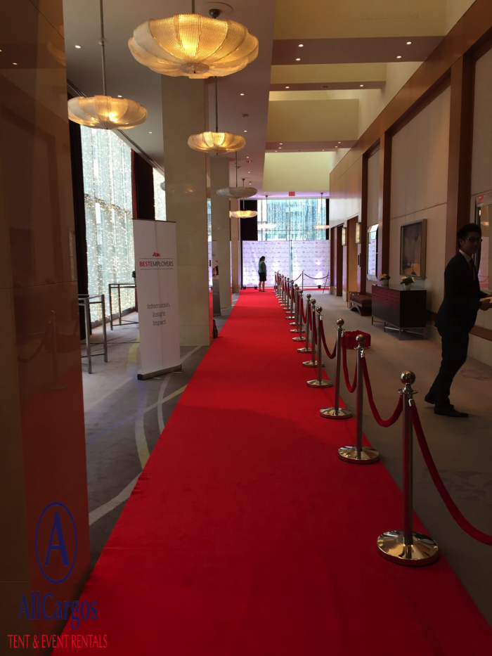 Red Carpet Rental Installation at Downtown Hotel