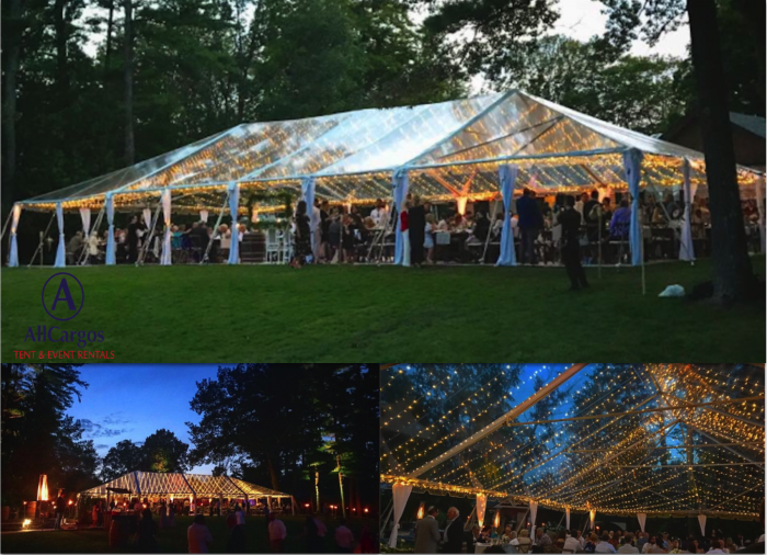 Twinkle Lights Canopy under Clear Top Tent Rental Toronto