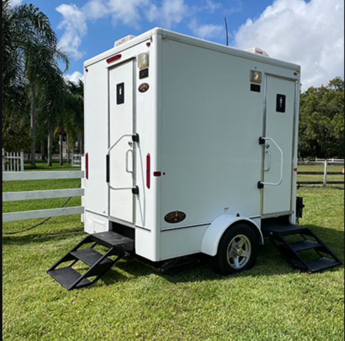 Two Unit Trailer Bathroom for Rent for Weddings