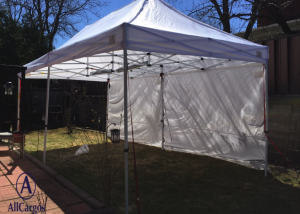 10x20 White Canopy with Lights in Backyard