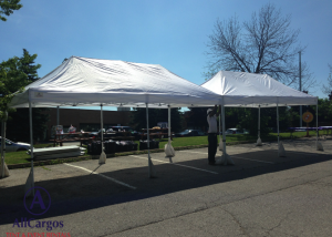 10x40 White Canopy in Parking Lot
