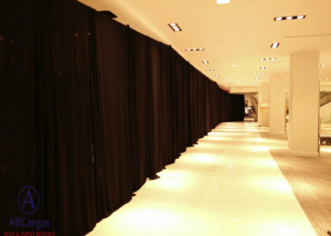 200' of Black Pipe & Drape Installation at The Bay
