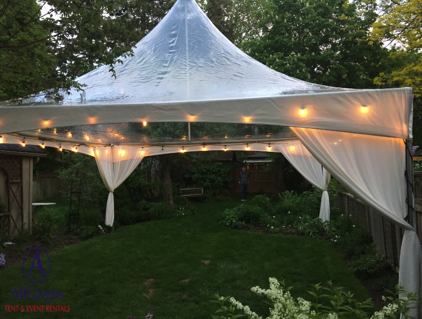 20x20 Clear Top Tent with String Lights 1
