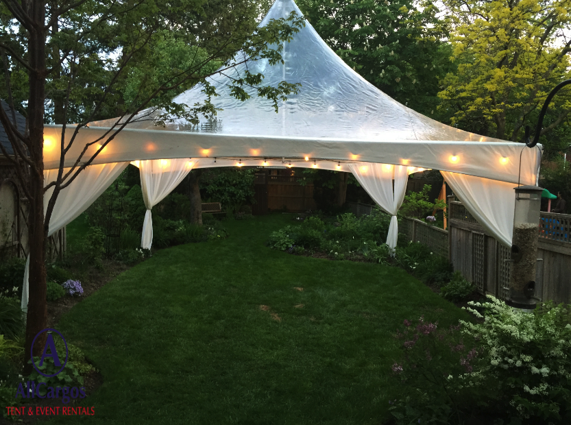 20x20 Clear Top Tent with String Lights 2