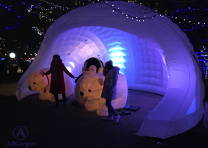 White Inflatable Dome with Uplights Rental