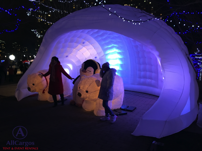 White Inflatable Dome with Uplights Rental