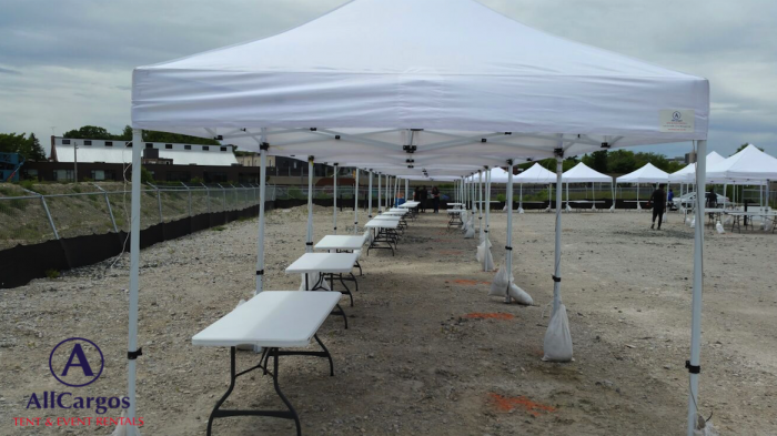 White Canopy Tents installed for Festival