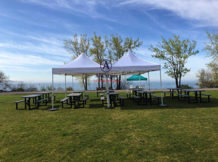 20x20 Canopy Tent with Picnic Tables Rental Toronto