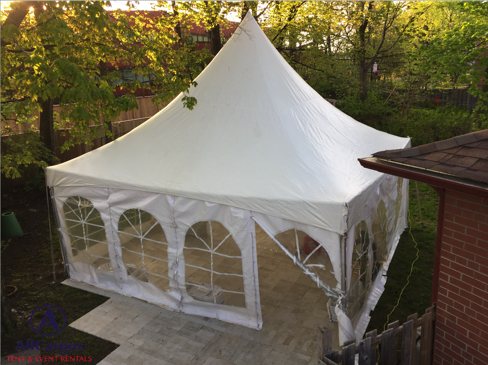 20x20 Frame Tent with French Window Sidewalls Rental Scarborough