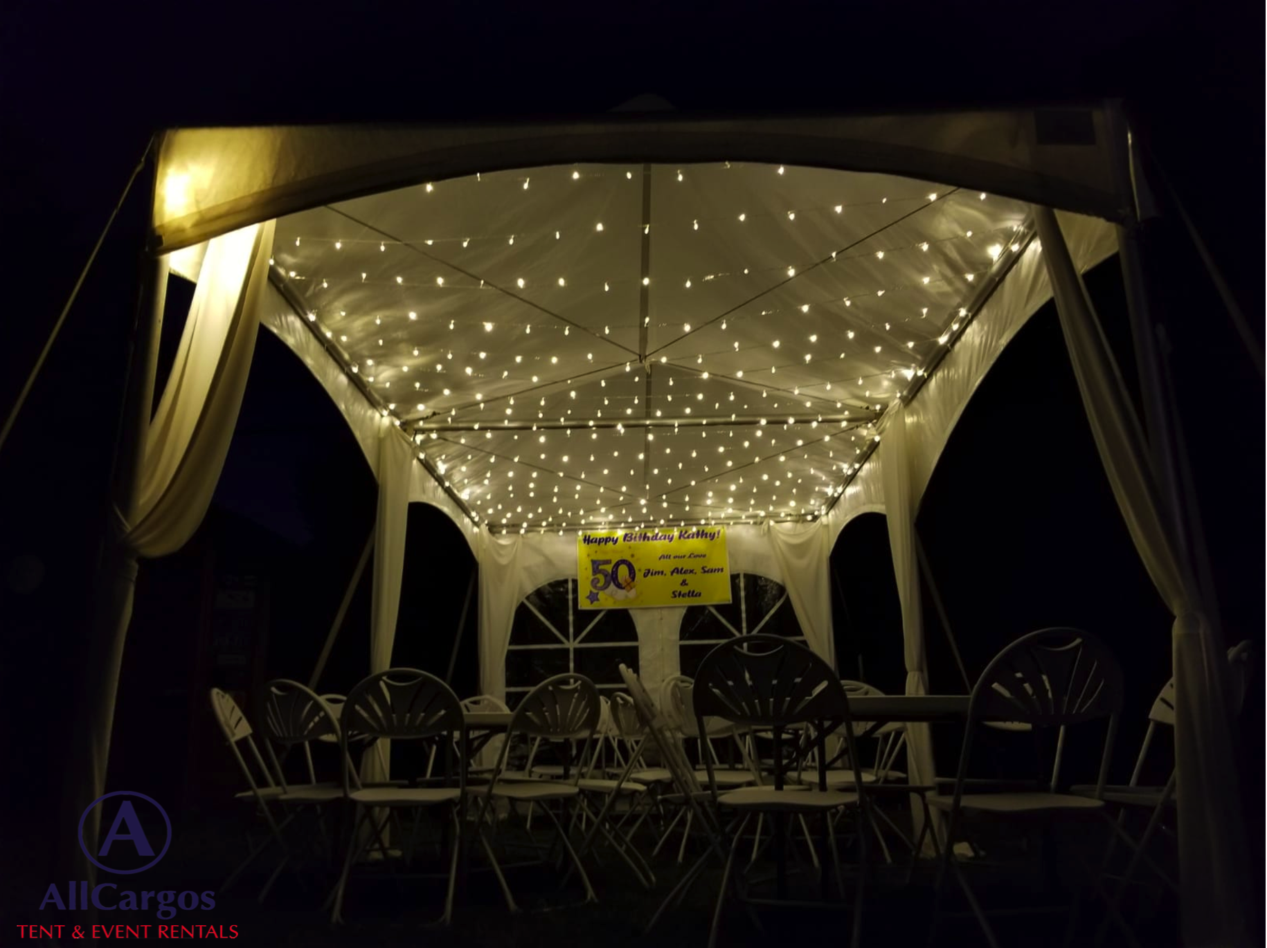 10x20 Frame Tent with Twinkle Lights