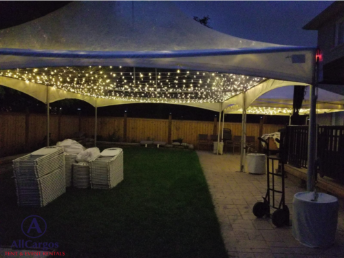 Fairy Twinkle Lights under 20x30 Frame Tent for Backyard Event