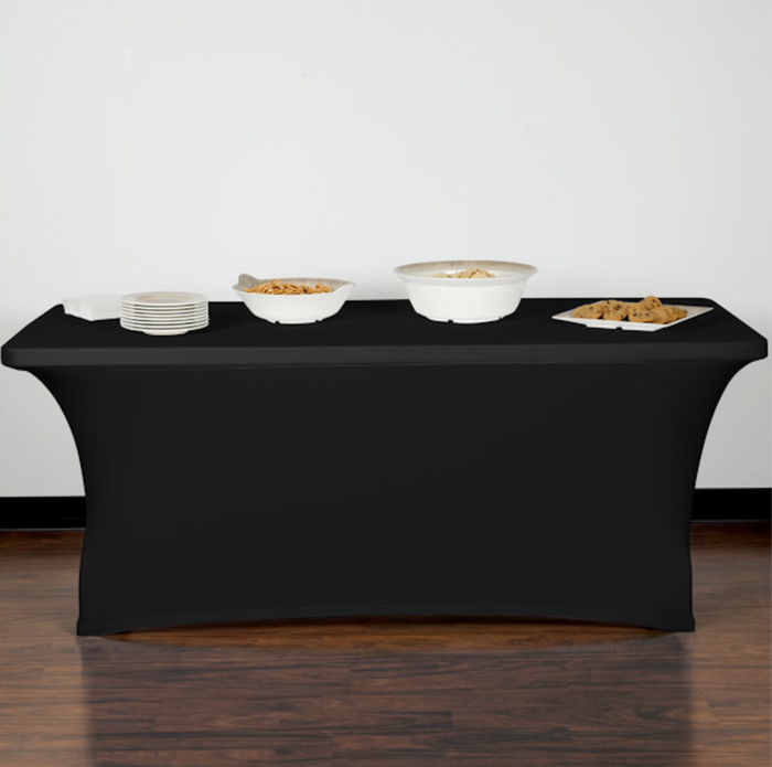 Black Spandex Table Cover for Rent