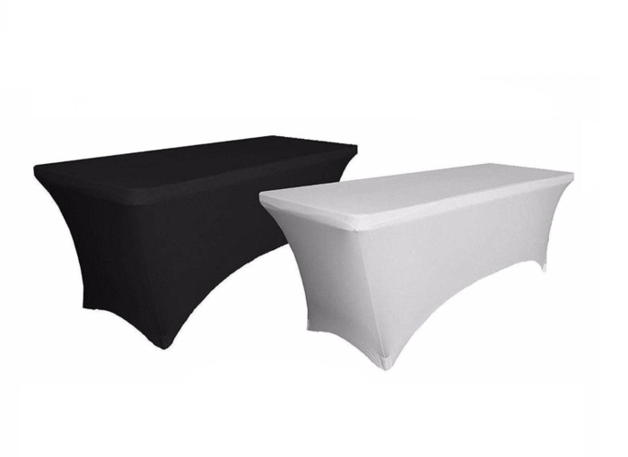 Black or White Spandex Table Cover for Rent