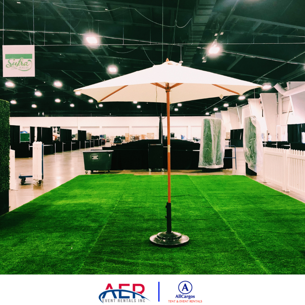 9' Patio Market Umbrella and Base AER Tent & Event Rentals Inc
