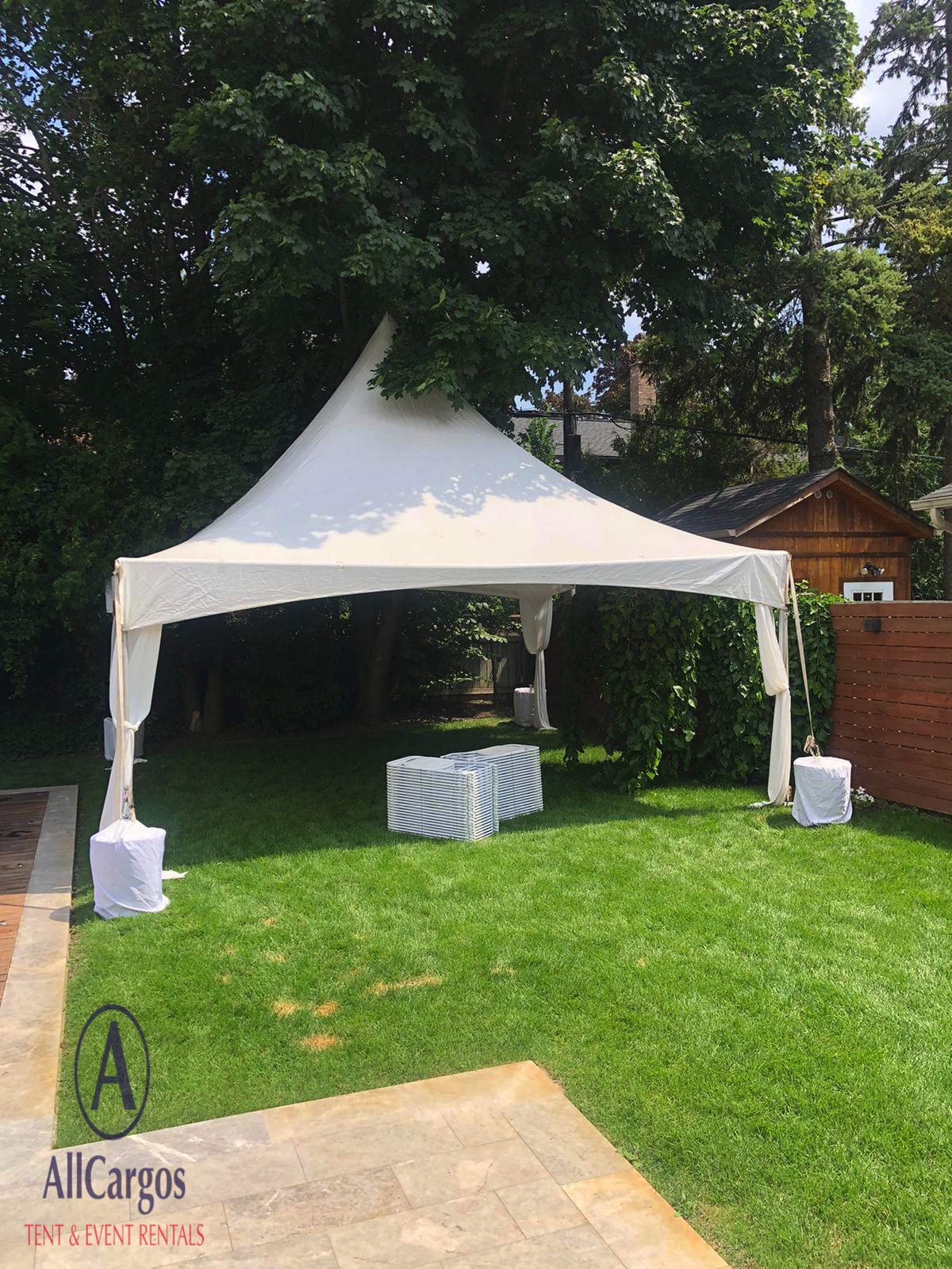 15x20 Frame Tent Installed for Backyard Event Rental Toronto
