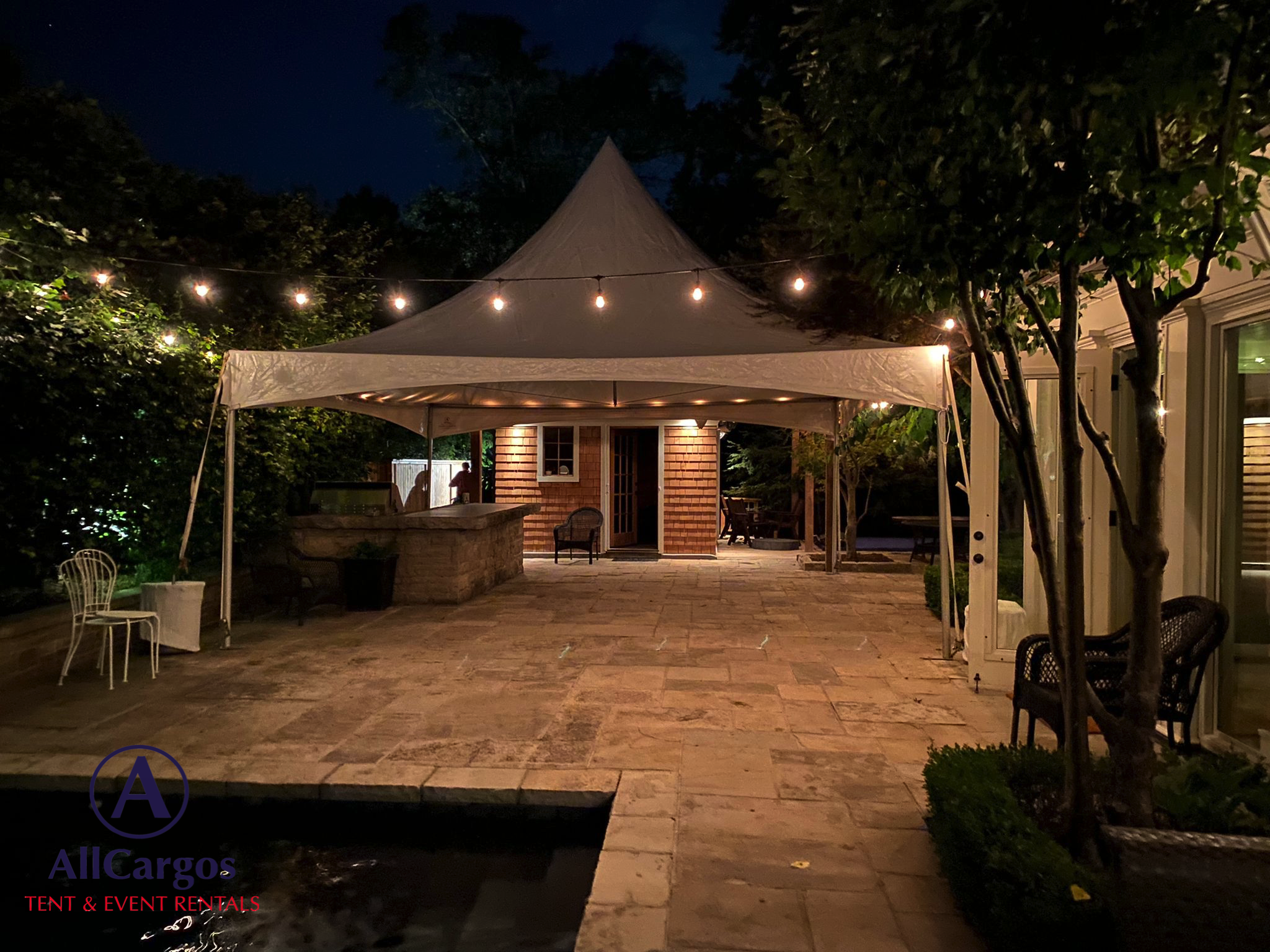 20x20 Frame Tent Rental for Backyard Intimate Event