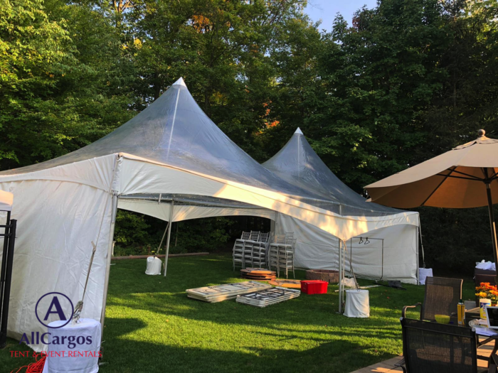 20x40 Clear Top Frame Tent rental for backyard wedding Toronto