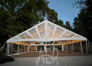 Clear Top 40x30 Clearspan Tent Rental for Backyard Wedding
