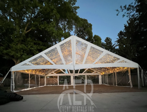 40×30 Clearspan Tent with Clear Top & Twinkle Lights