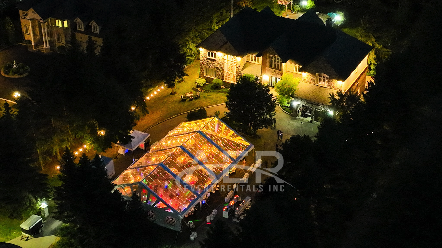 40x60 Clear Top Wedding Tent with Fairy Twinkle Lights Rental