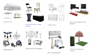 AER Event Party Rental Inventory Page