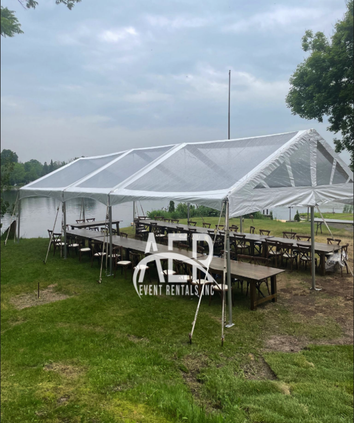 20x40 Cleartop Tent Rental for Lakeside Wedding