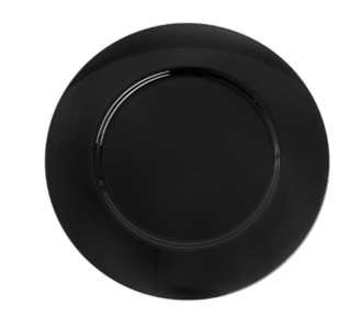 Black Round Glass Charger Plate Rental