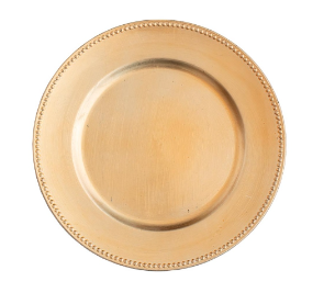 Gold Round Acrylic Charger Plate Rental
