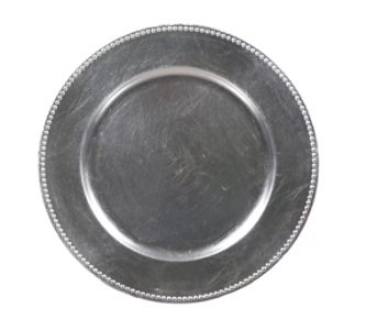 Silver Round Acrylic Charger Plate Rental